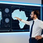A focused professional data scientist, male or female, standing in a modern, minimalist tech office. They are observing a large, translucent holographic display that visually represents complex AI decision pathways and interconnected nodes, clearly illustrating the AI's internal logic and process. The subject is dressed in a modest, dark professional business suit with a crisp white shirt, fully clothed, appropriate attire. The background features soft ambient lighting and abstract digital patterns, conveying innovation and clarity. Professional photography, high resolution, intricate details, perfect anatomy, correct proportions, natural pose, well-formed hands, proper finger count, natural body proportions, safe for work, appropriate content, fully clothed, professional.