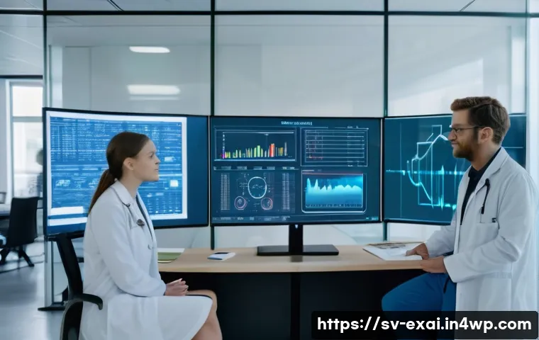 설명 가능한 AI의 테스트 방법론 - **Prompt:** A diverse group of professionals, including a female doctor in scrubs, a male data scien...