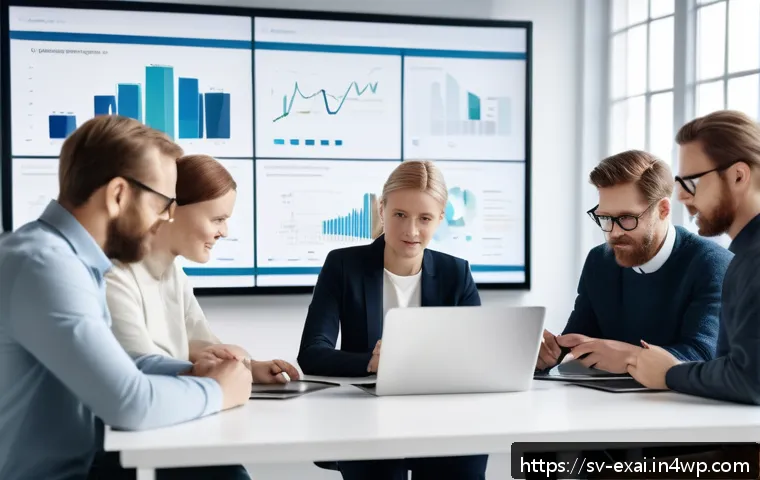 설명 가능한 AI의 사용자 피드백 활용 - A modern Scandinavian office environment with diverse professionals collaboratively reviewing AI sys...