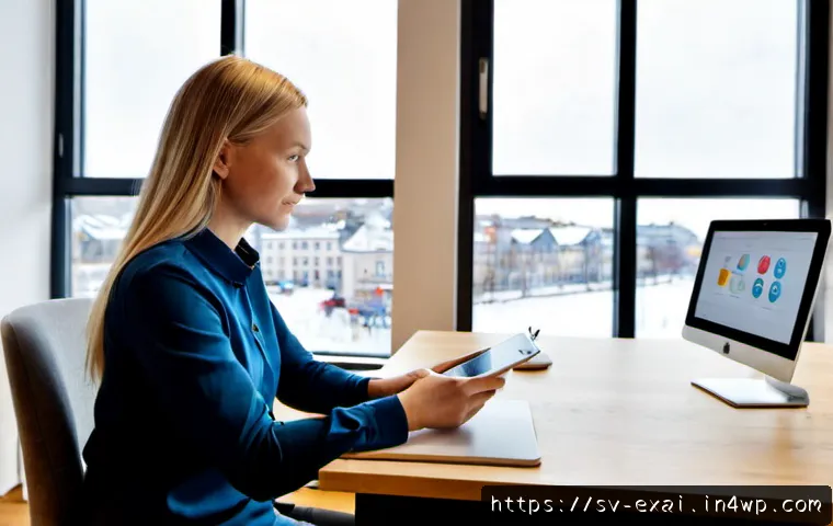 Home 13 설명 가능한 AI의 알고리즘 해석 - Photorealistic Scandinavian data analyst in a bright modern Stockholm office, seated at a clean wood...